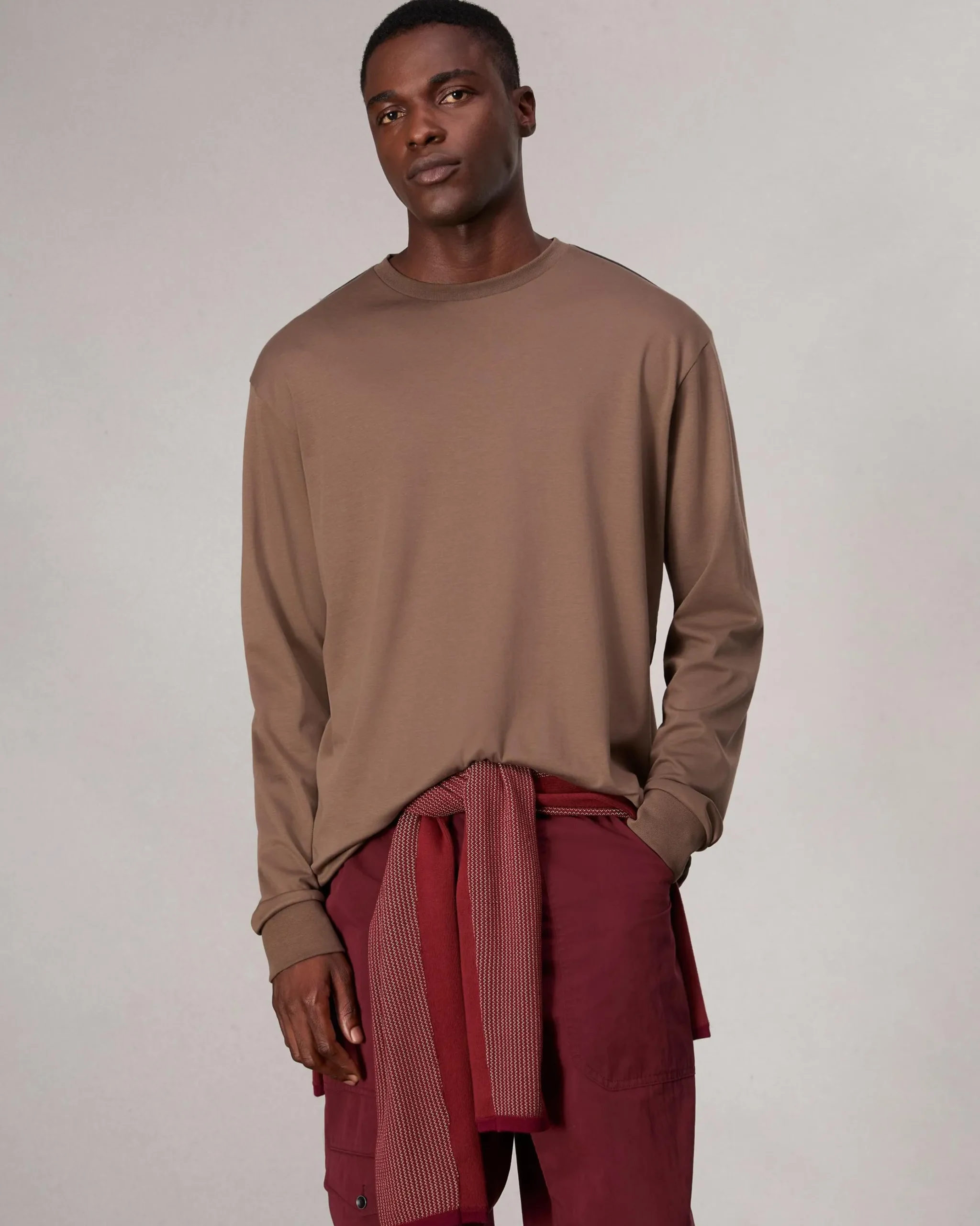 Relaxed Fit Contrast-Trim Cotton Tee