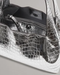 Slade Embossed Metallic Leather Shoulder Bag